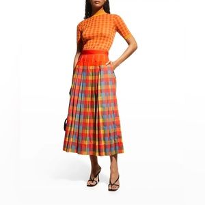 Veronica Plaid Tory Burch Skirt in Tomato Color Size 4 - Fair Condition